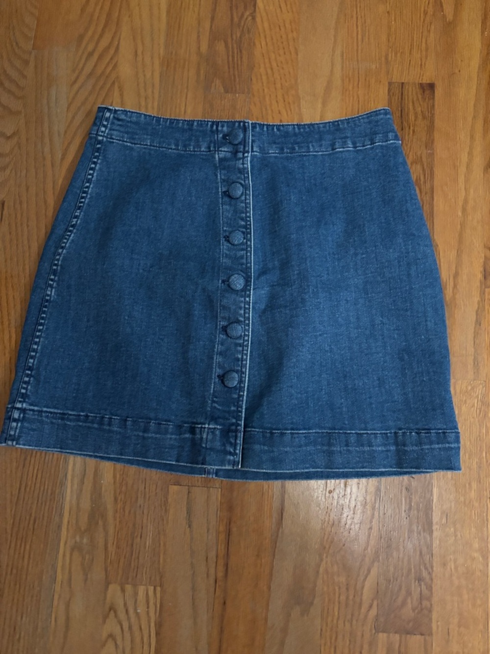Madewell Dark Blue Denim Mini Skirt with Front Buttons